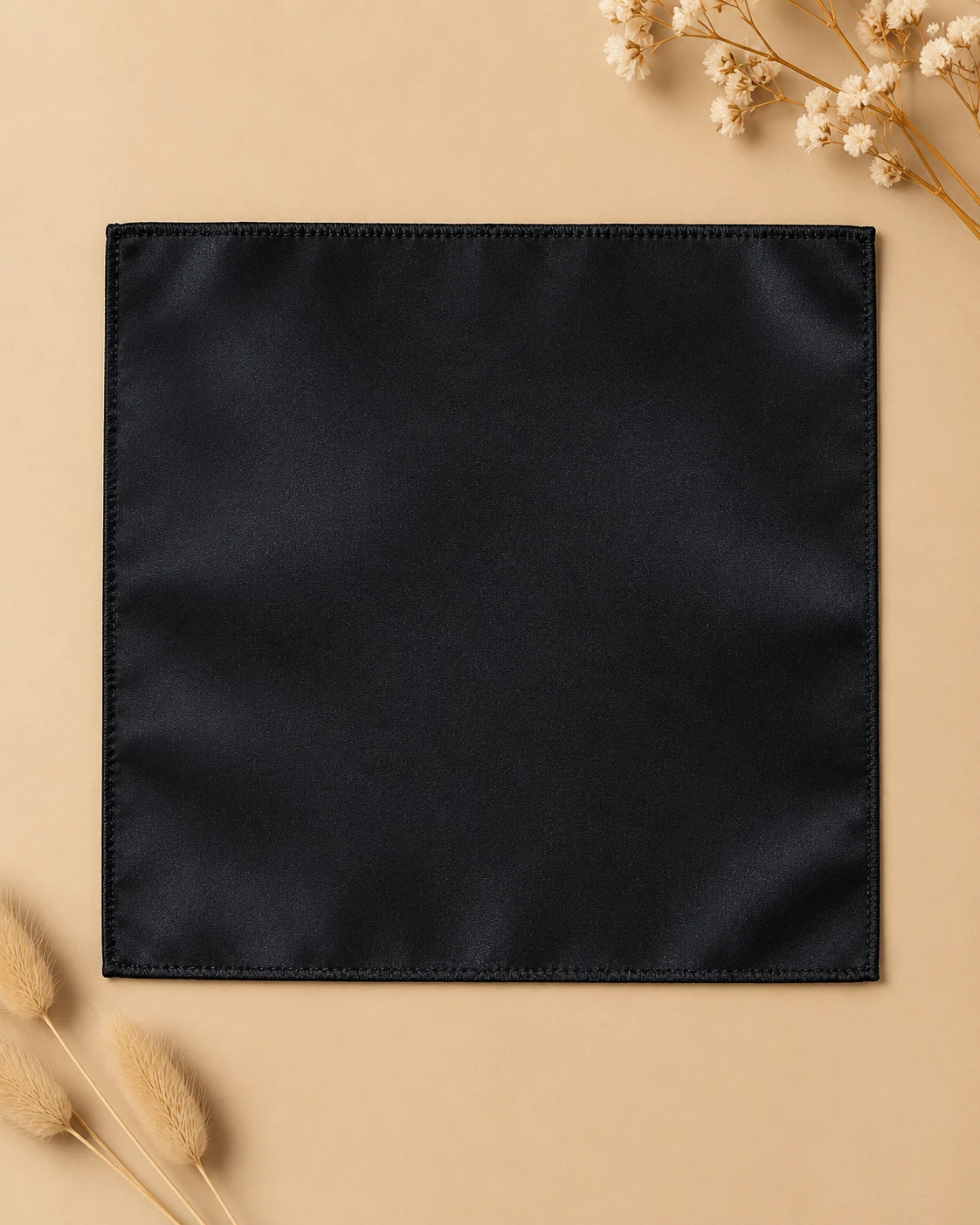 Jet Black Designer Tie & Pocket Square Set