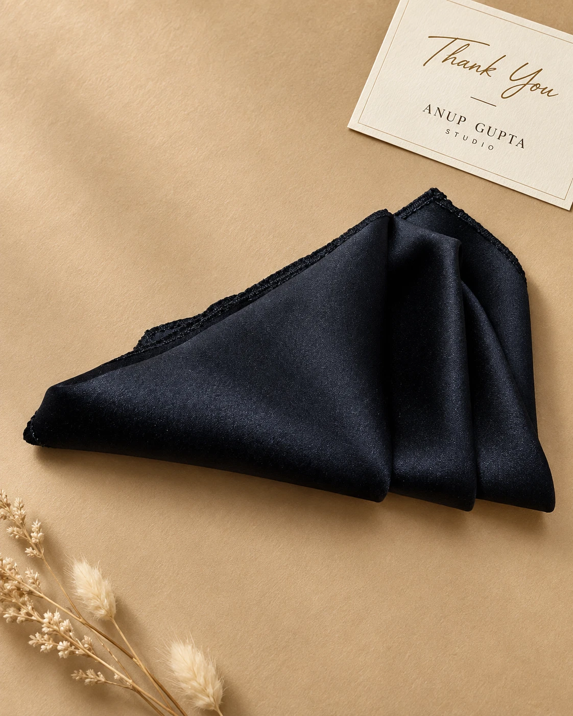Jet Black Designer Tie & Pocket Square Set