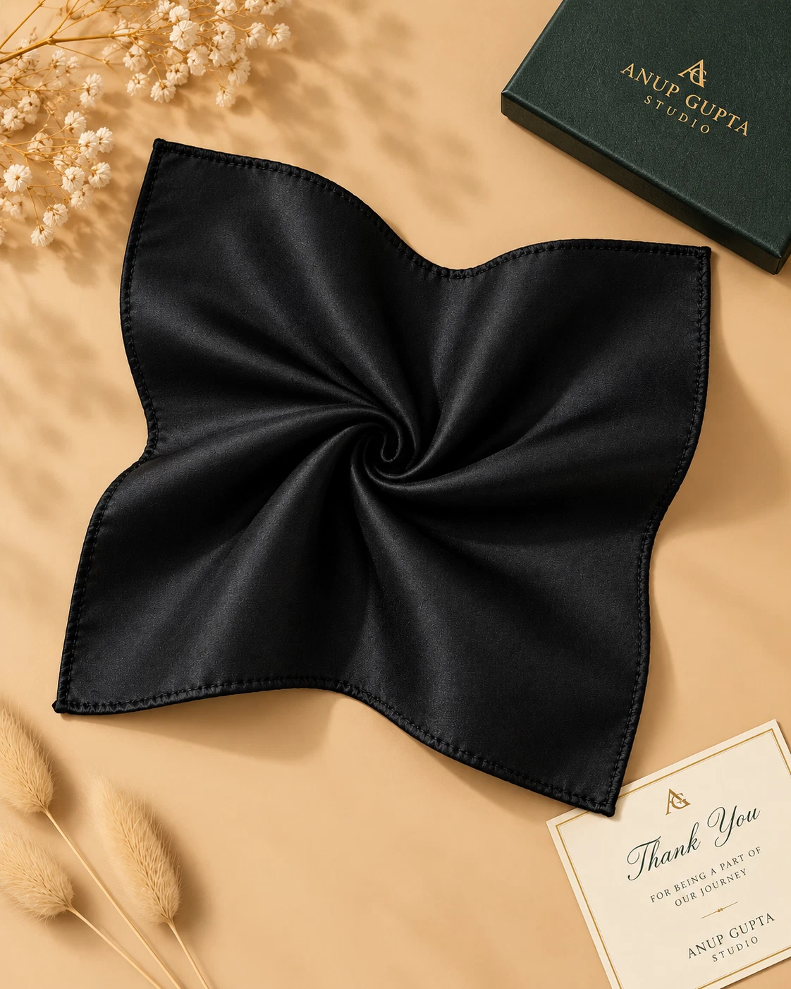 Jet Black Designer Tie & Pocket Square Set