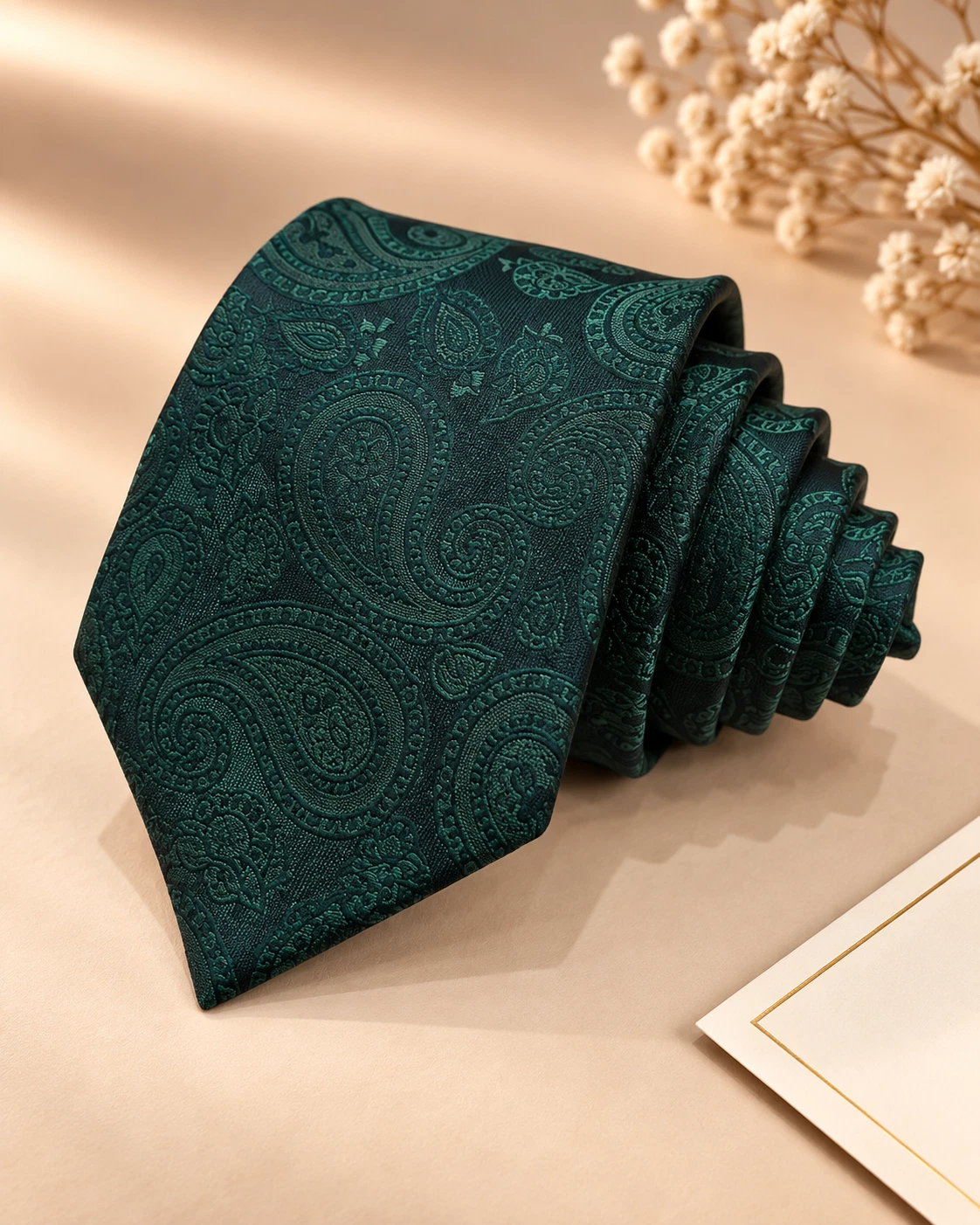 Emerald Tonal Designer Tie & Pocket Square Set