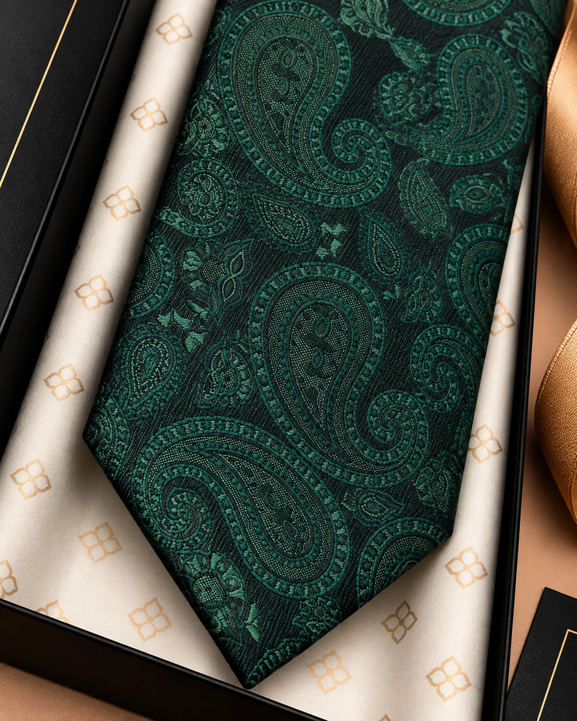 Emerald Tonal Designer Tie & Pocket Square Set