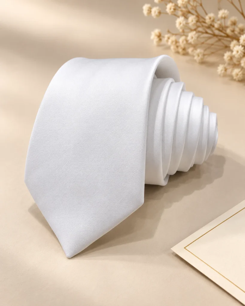 Blanc Absolu – Solid White Tie & Pocket Square Set