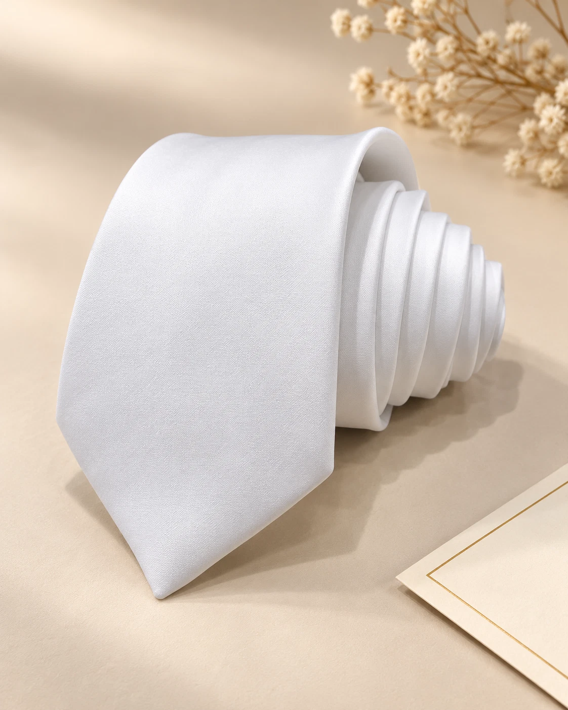 Blanc Absolu – Solid White Tie & Pocket Square Set