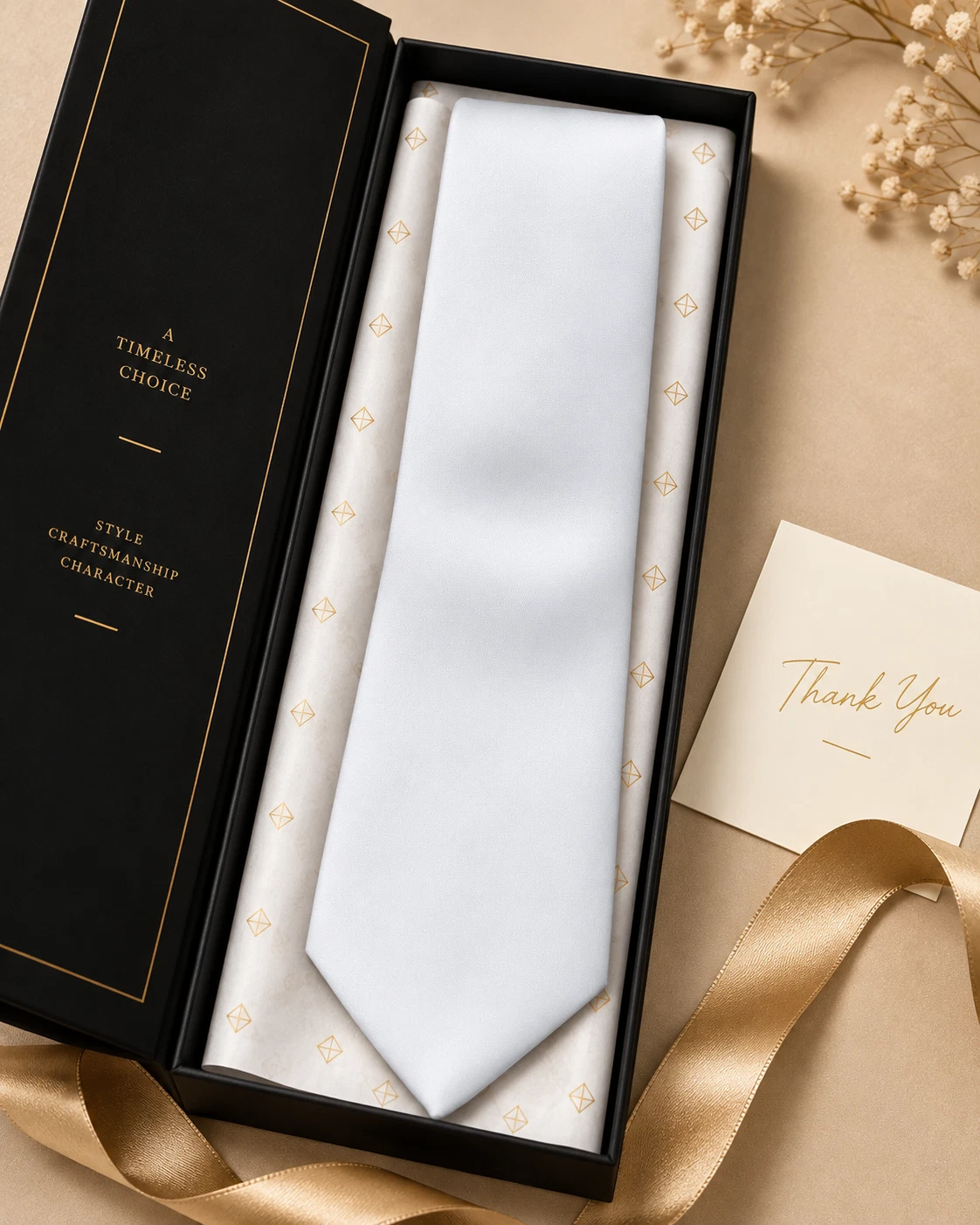Blanc Absolu – Solid White Tie & Pocket Square Set