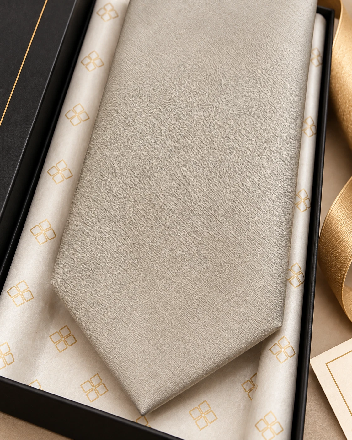Champagne Designer Tie & Pocket Square Set