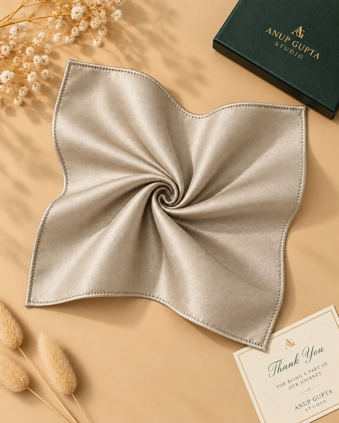 Champagne Designer Tie & Pocket Square Set