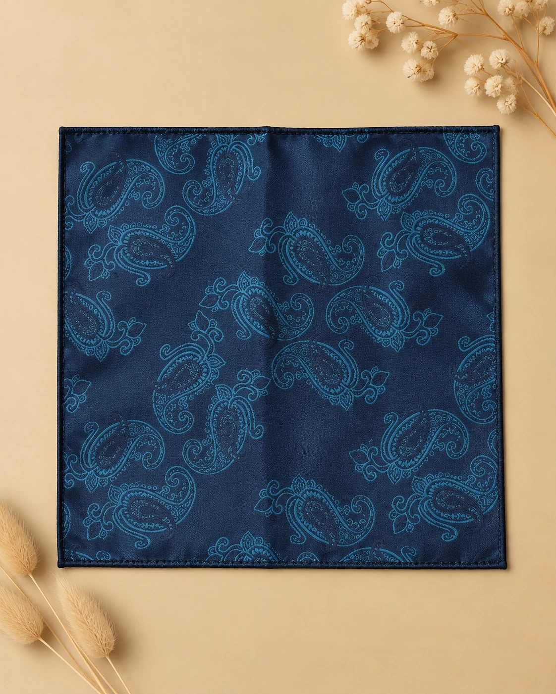 Azure Paisley Designer Tie & Pocket Square Set