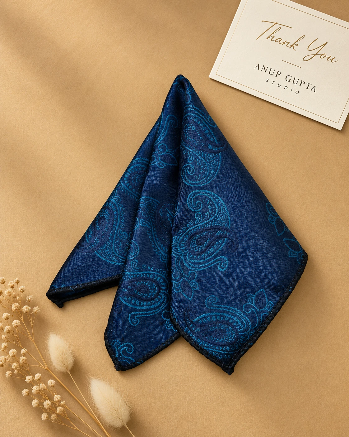Azure Paisley Designer Tie & Pocket Square Set