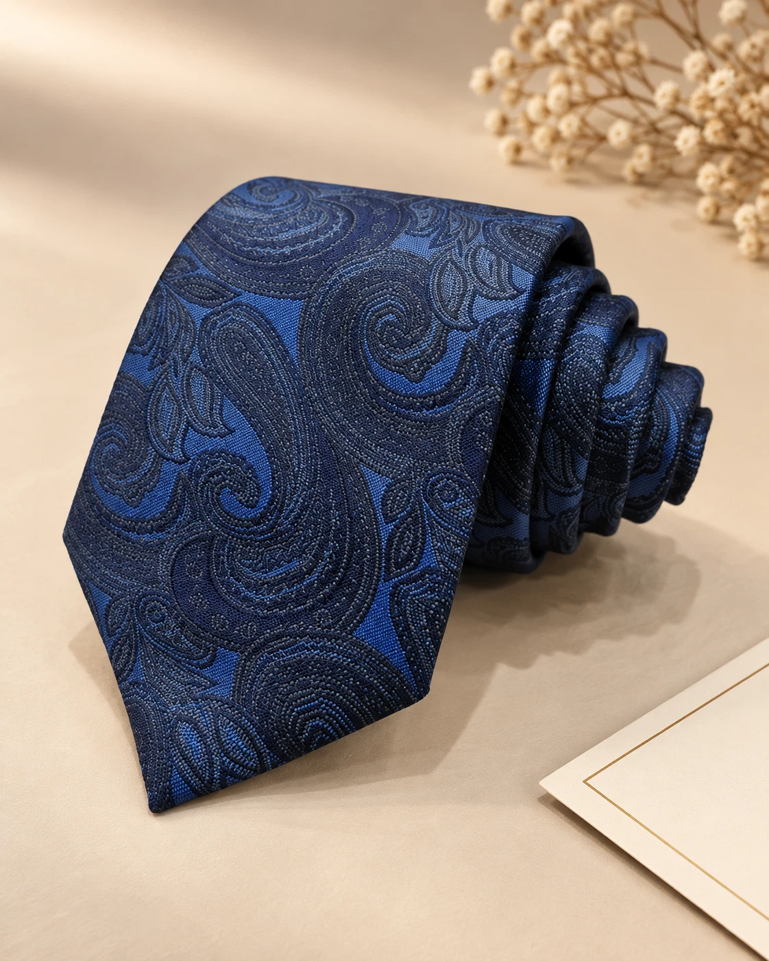 Azure Paisley Designer Tie & Pocket Square Set