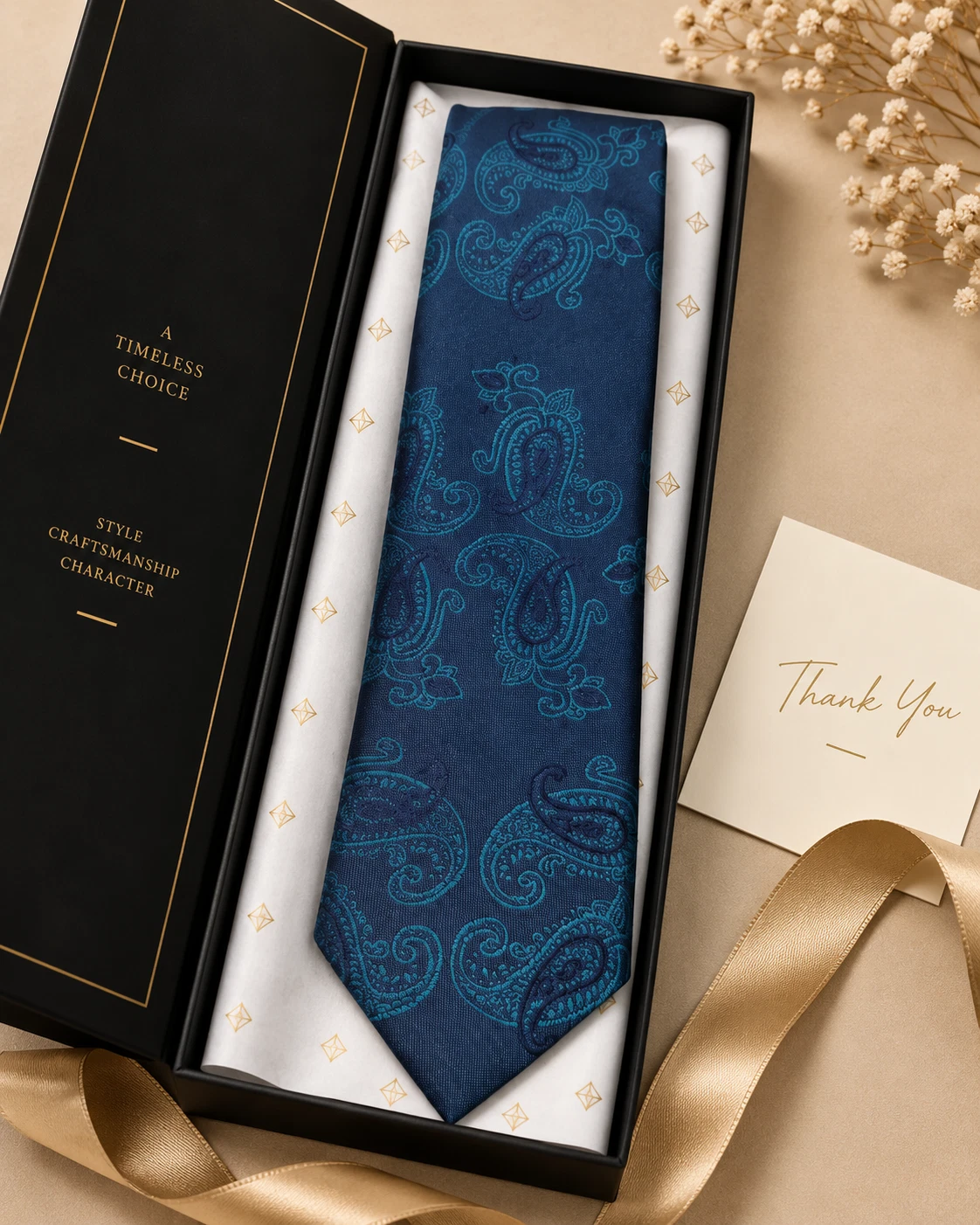 Azure Paisley Designer Tie & Pocket Square Set
