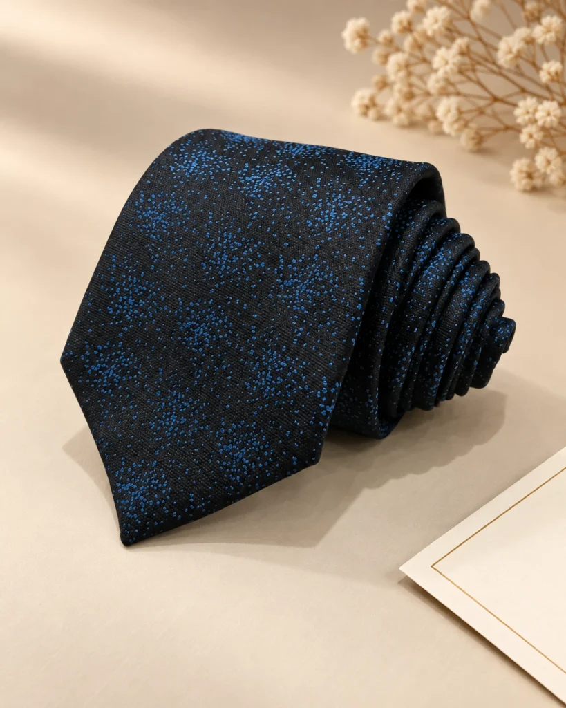 Midnight Blue Geometric Designer Tie & Pocket Square Set
