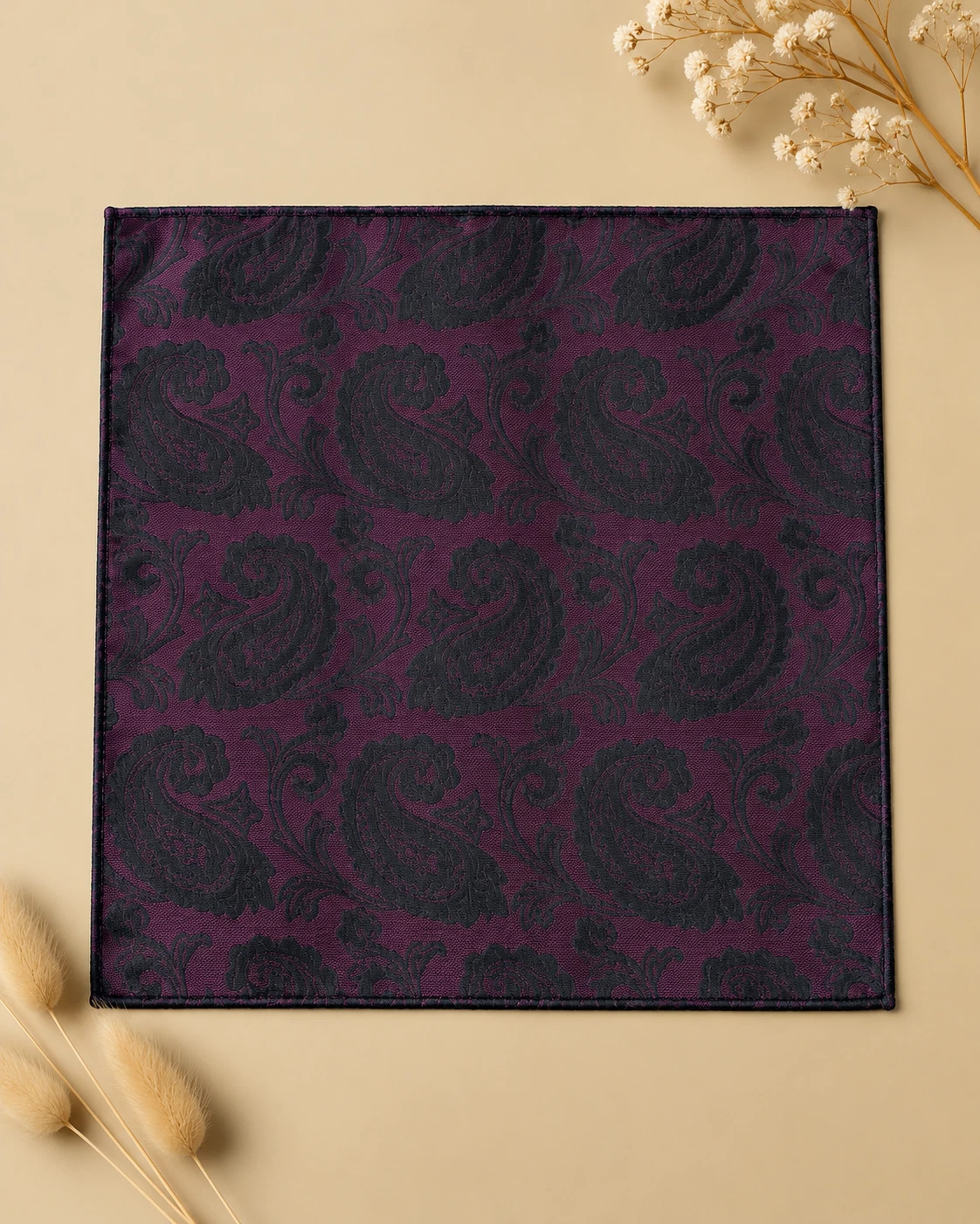 Burgundy Tonal Paisley Designer Tie & Pocket Square Set