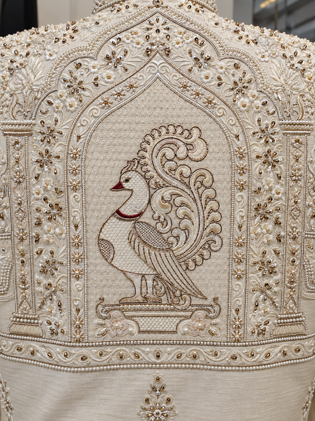 The Rajveer Ivory Heritage Hand-Embroidered Groom Sherwani Set