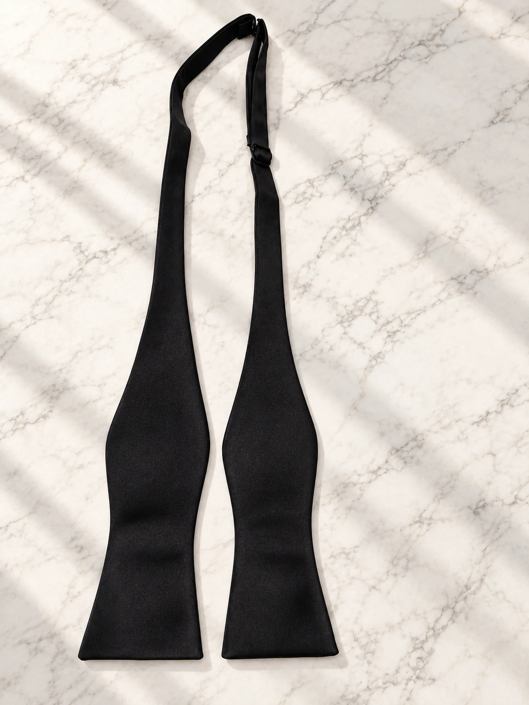 The Midnight Élan – Black Satin Open Bow Tie